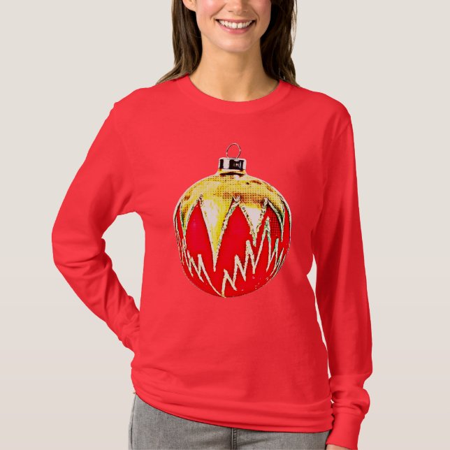 Red Pop Art Stil jul Ornament Art Shirt T Shirt (Framsida)