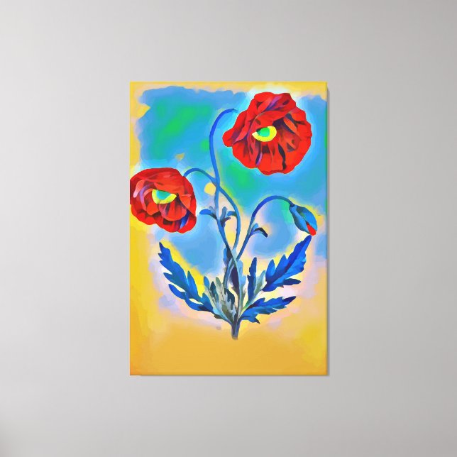 Red Poppies-Abstrakten Original Digital Art Canvastryck (Framsida)