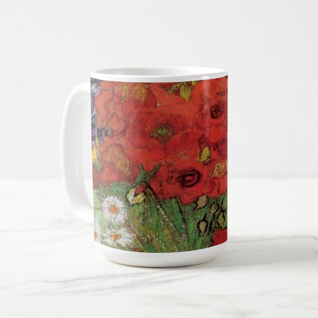 Red Poppies and Daisys by Vincent Van Gogh Kaffemugg (Framsida vänster)