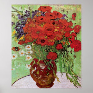 Red Poppies and Daisys by Vincent Van Gogh Poster