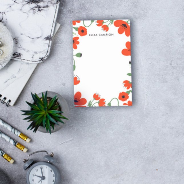 Red Poppies | Anpassat namn Post-it Block (Skapare uppladdad)