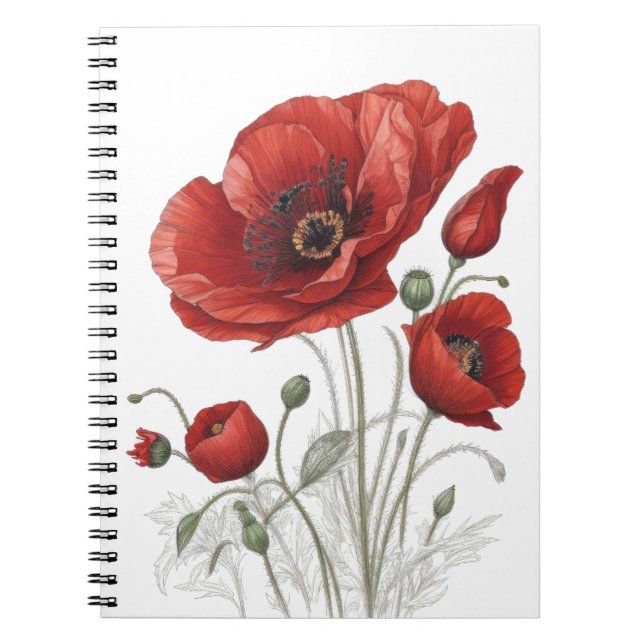 Red Poppies Anteckningsbok (Framsidan)