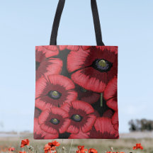 Red Poppies Art Mönster Modern Blommigt Tote Bag
