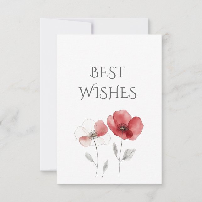 Red Poppies Best Önskemål Tack Kort (Framsida)