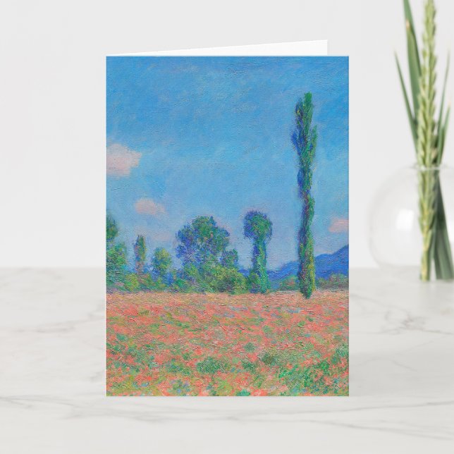 Red Poppies Blå himmel by Monet - Poppy Fält Kort (Framsida)