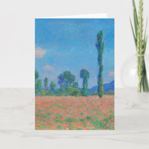 Red Poppies Blå himmel by Monet - Poppy Fält Kort