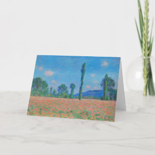 Red Poppies Blå himmel by Monet - Poppy Fält Kort