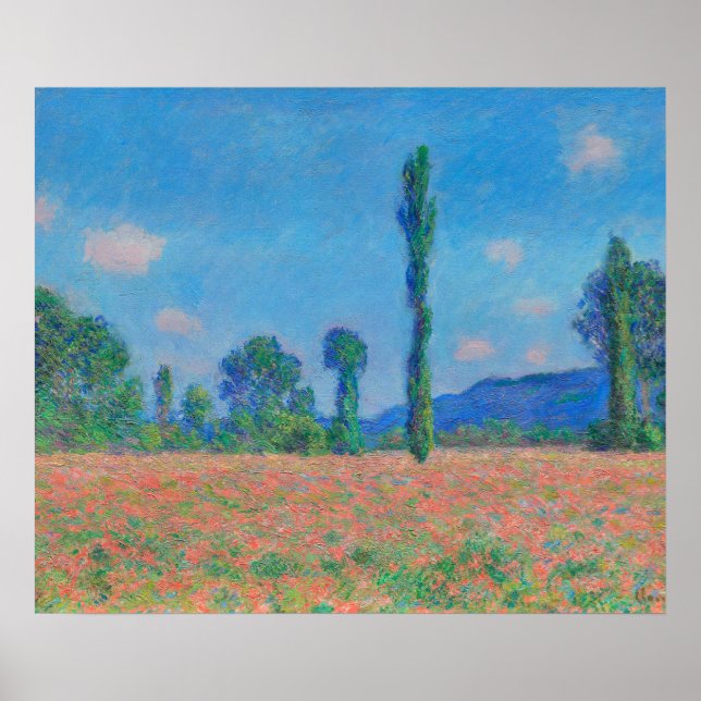 Red Poppies Blå himmel by Monet - Poppy Fält Poster (Framsidan)