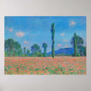 Red Poppies Blå himmel by Monet - Poppy Fält Poster
