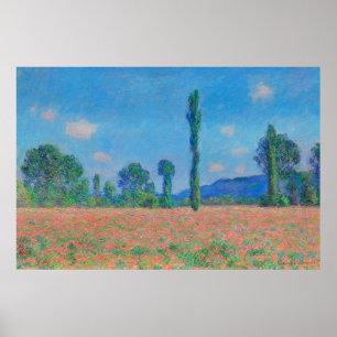 Red Poppies Blå himmel by Monet - Poppy Fält Poster