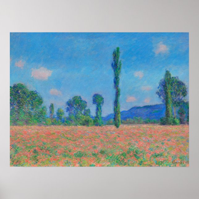 Red Poppies Blå himmel by Monet - Poppy Fält Poster (Framsidan)