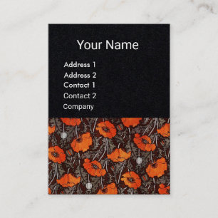 RED POPPIES Blommigt Monogram White Black Papper Visitkort