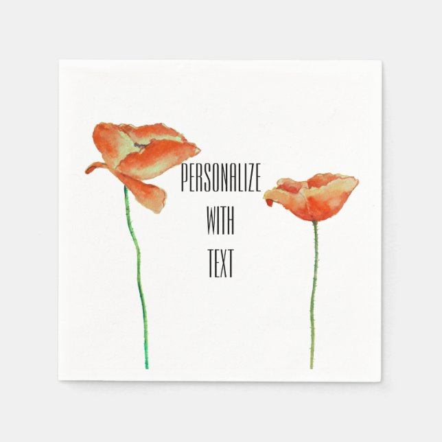 Red Poppies Blommigt Pappersservett (Framsidan)