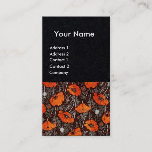 RED POPPIES Blommigt Ruby Monogram White Black Pap Visitkort