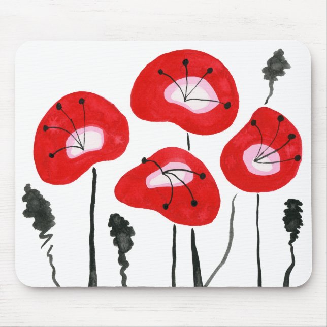 Red Poppies, Bright Midsekels moderna, unika Musmatta (Framsidan)