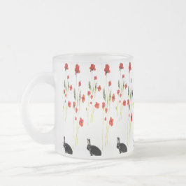 Red Poppies Bunny Rabbit Blommigt Frostad Glasmugg