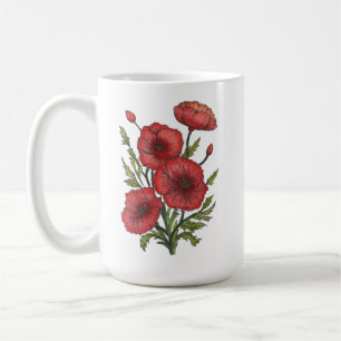 Red Poppies Ceramic Mugg, (15 oz) Kaffemugg