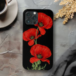 Red Poppies Colorful Vintage botaniska<br><div class="desc">En trio färgade röda vallmo som är anpassad från en botanisk illustration av vintagen över en kontrasterande svart bakgrund. Den här färgstarka fodral lägger till en snyggt som ser ut mobil samtidigt som du skyddar den från repor och bära. Skydda din mobil i vackra stil.</div>