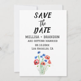 Red Poppies Cornblommor Blommigt Rustic Bröllop Inbjudningar