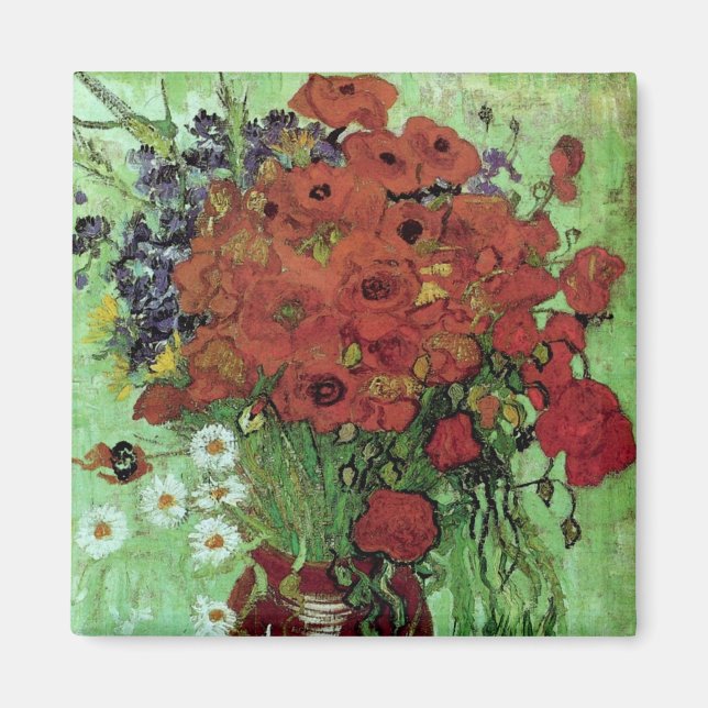 Red Poppies & Daisys (F280)Van Gogh Fine Art Magnet (Framsidan)