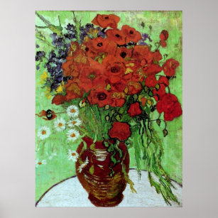 Red Poppies & Daisys (F280) Van Gogh Fine Art Poster