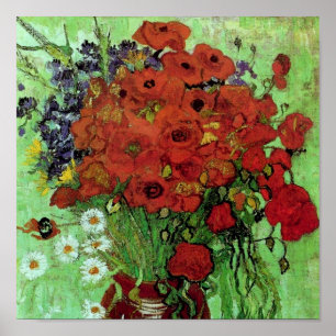 Red Poppies & Daisys (F280) Van Gogh Fine Art Poster
