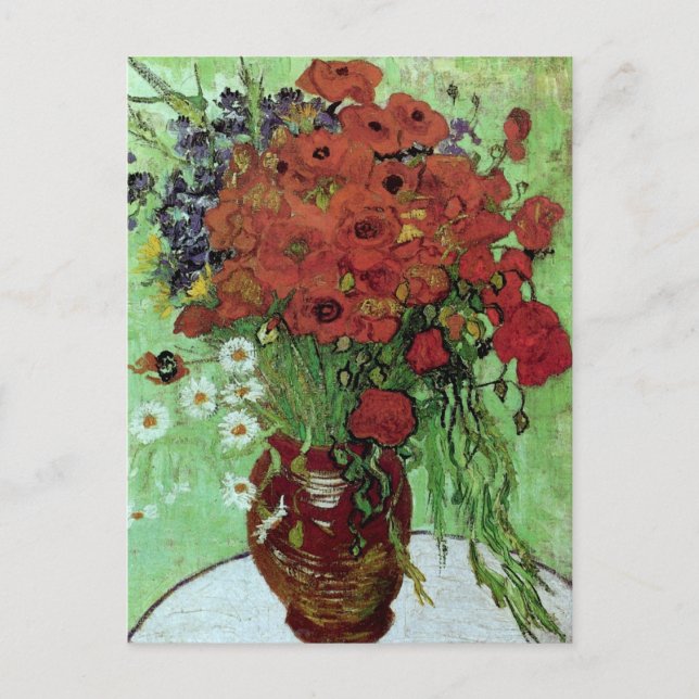 Red Poppies & Daisys (F280)Van Gogh Fine Art Vykort (Framsida)