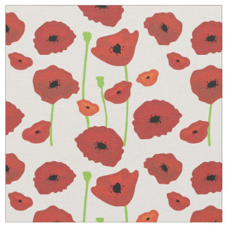 Red Poppies Fabric. Tyg