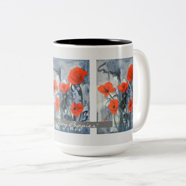 Red Poppies Flower Art Customized Två-Tonad Mugg (Framsida höger)