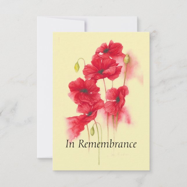 Red Poppies Flowers (anpassningsbar Memorial Servi Inbjudningar (Framsida)