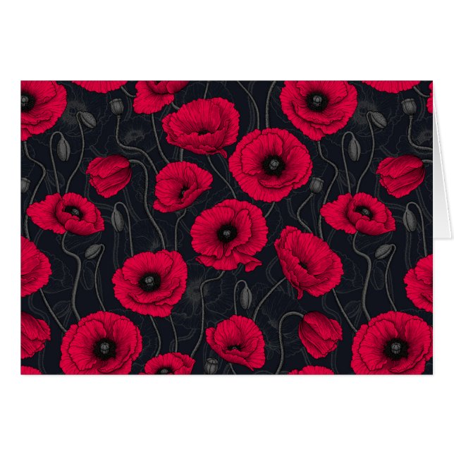 Red Poppies Hälsningskort (Framsidan Horizontal)