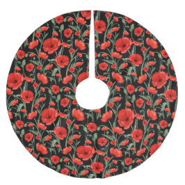 Red Poppies Julgransmatta Borstad Polyester
