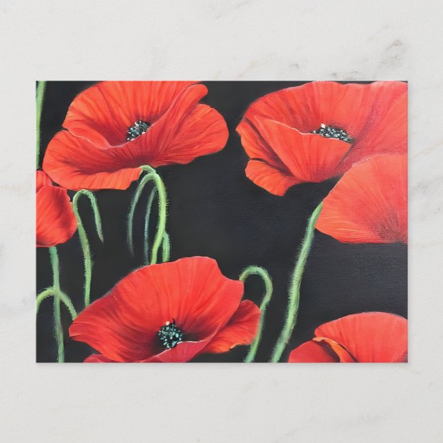 Red Poppies-konst Vykort (Framsida)