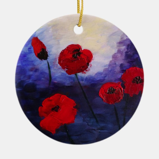 Red Poppies Lila Painting Ornament (Framsidan)