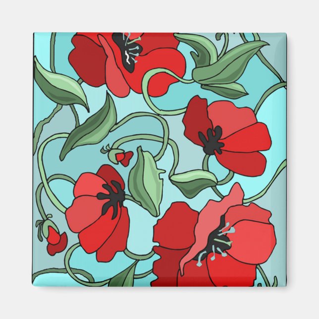 Red Poppies Magnet (Framsidan)