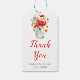 Red Poppies Mason Burk Birthday Presentetikett