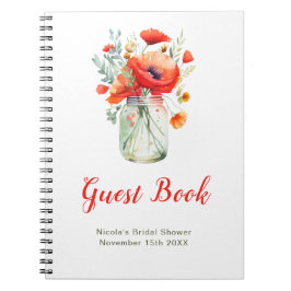 Red Poppies Mason Jar Bridal Shower Guest Book Anteckningsbok