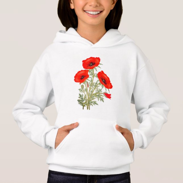 Red Poppies med Grönt Stems Mark T Shirt (Framsida)