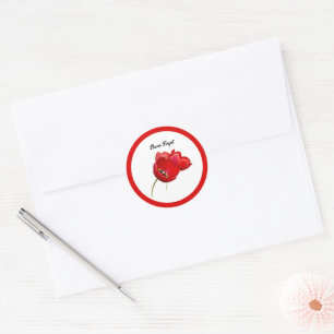 Red Poppies minnesdag Glöm aldrig konst Runt Klistermärke