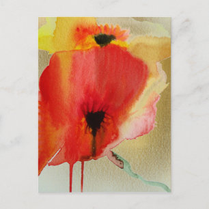 Red Poppies Modern Blommigt art Vykort