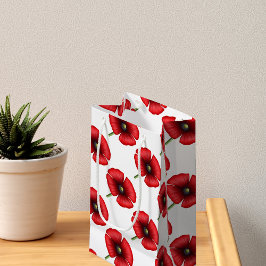 Red Poppies Mönster Small Blommigt Gift Bag
