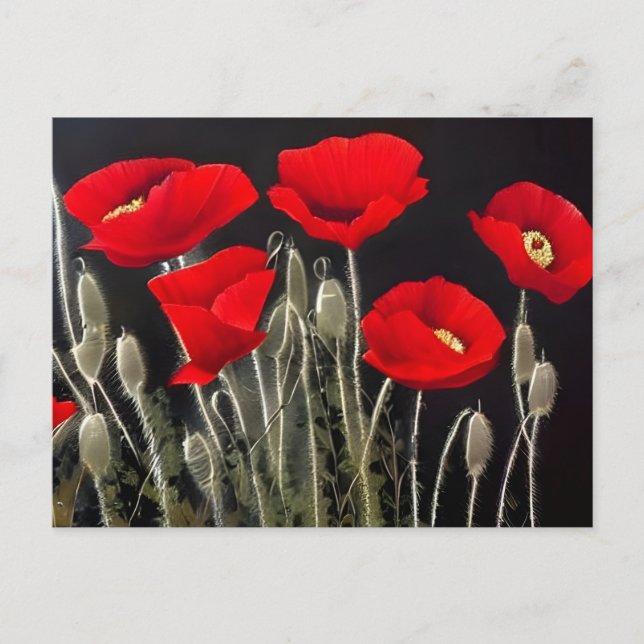 Red Poppies Natature Art Vykort (Framsida)