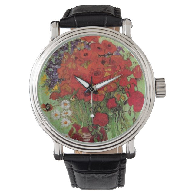 Red Poppies och Daisys av Vincent van Gogh Armbandsur (Framsida)