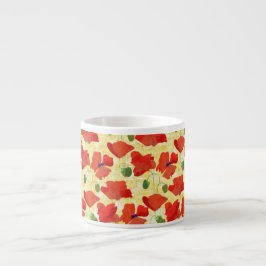 Red Poppies på Cornfield Gult Espresso Mugg Espressomugg