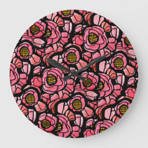 Red Poppies Poppy art Blunda Design mönster Stor Klocka