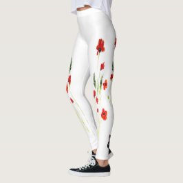Red Poppies Rabbit Blommigt Leggings