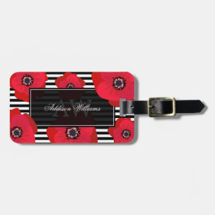 Red Poppies & Rand - Monogramme Bagagebricka