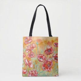 "Red Poppies" Shoulder Tote Tygkasse