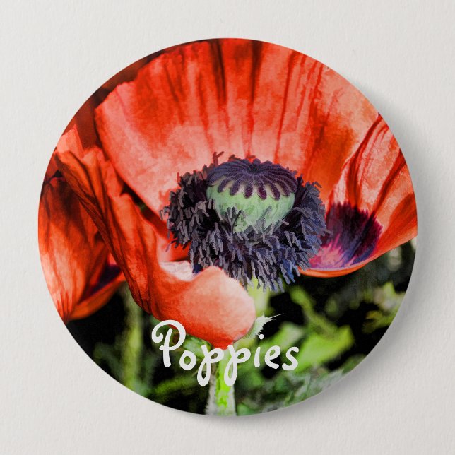 Red Poppies & Stamen Flowers Flora Art Gifts Knapp (Framsida)