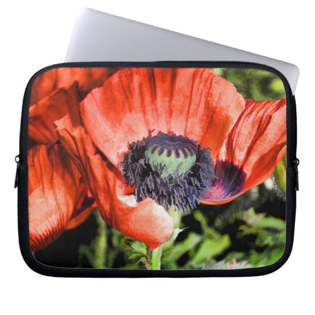 Red Poppies & Stamen Flowers Flora Art Gifts Laptop Fodral (Framsidan)